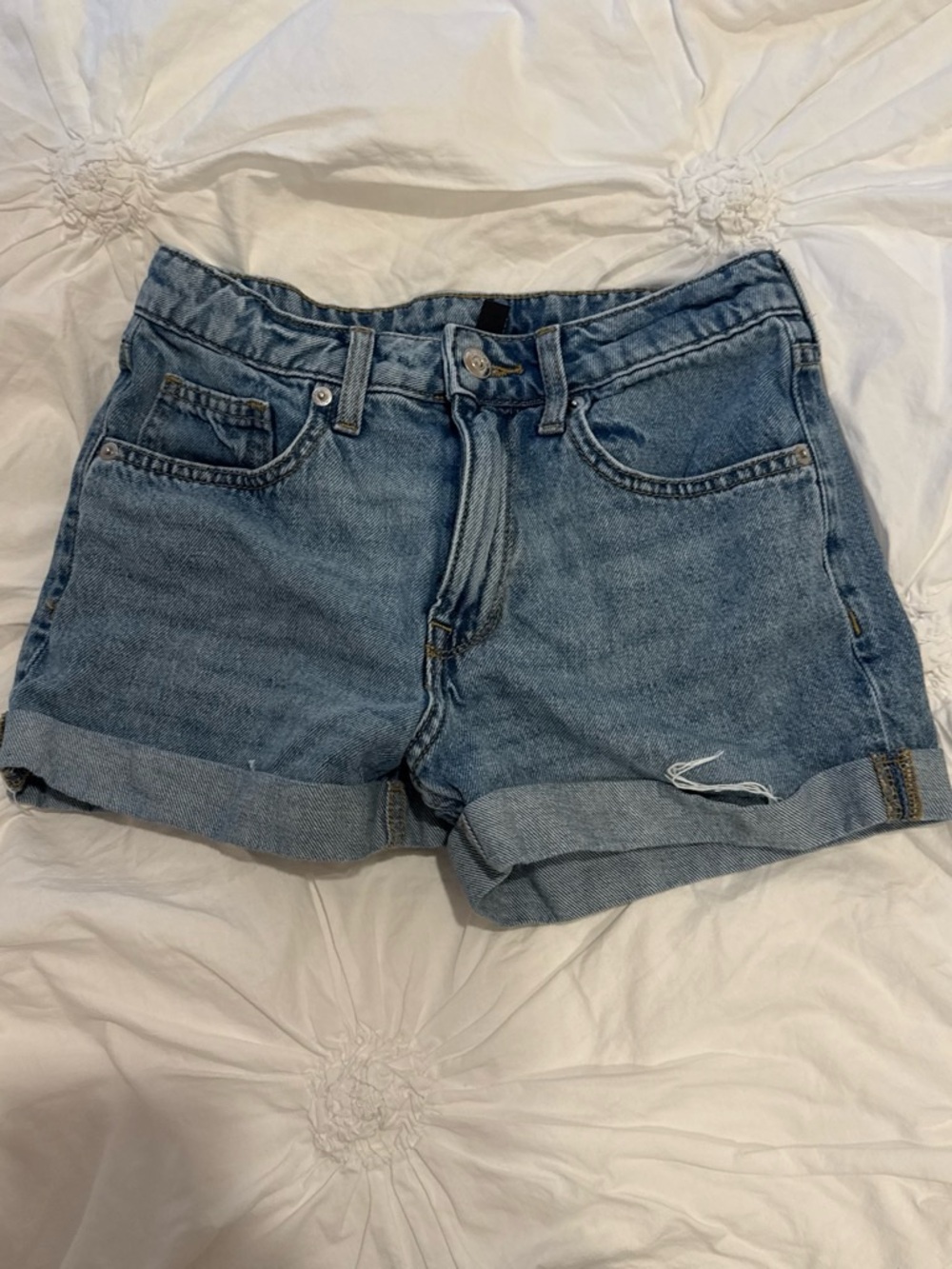 American Eagle Outfitters Rolled Hem Denim Shorts - Blue